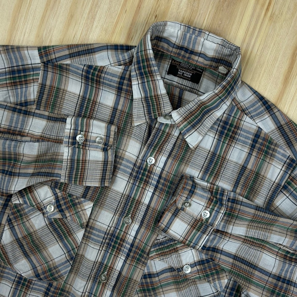 True Vintage 70s Towncraft Plaid Shirt M Workwear Rockabilly About 21x31